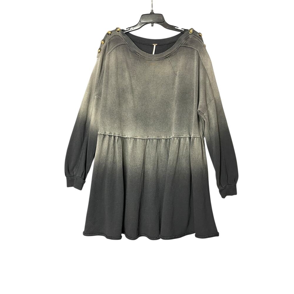 Free People Marlena Grey Ombre Sweater Oversize Long Sleeve Dress SIze Medium